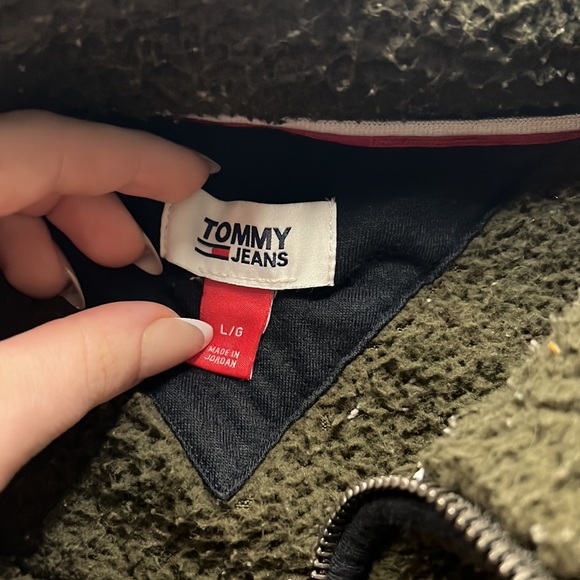 Tommy Jeans army green fluffy quarter zip - Picture 3 of 4